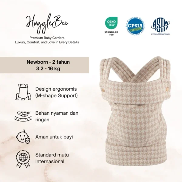HuggleBee Premium Baby Carrier — Gendongan Bayi M-Shape SSC Nyaman & Aman untuk Newborn hingga Balita