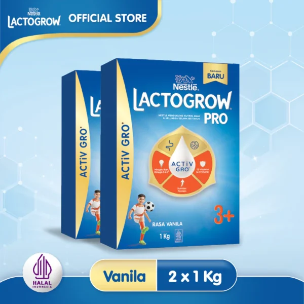 Nestle LACTOGROW PRO 3+ / 4 Susu Anak Rasa Vanila 1000g x 2 — ACTiVGRO Nutrisi Lengkap Usia 3 Tahun ke Atas