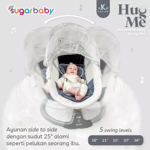 Sugarbaby HUG ME K-Series Automatic Baby Swing Bed — Ayunan Bayi Otomatis, Nyaman & Aman